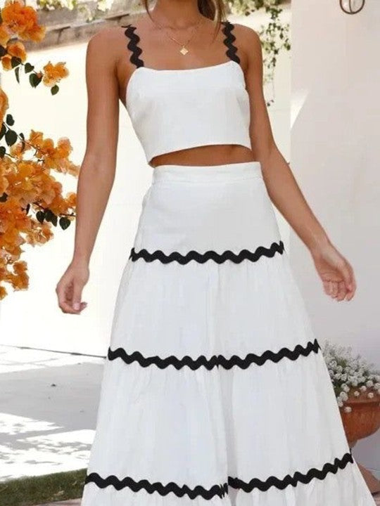 White Leh Summer Set of Top With Skirt