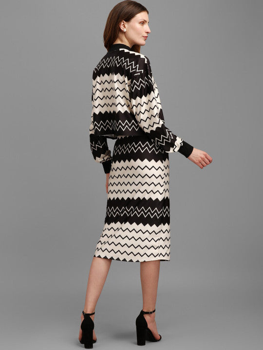 Sera Geometric Printed Top With Skirt