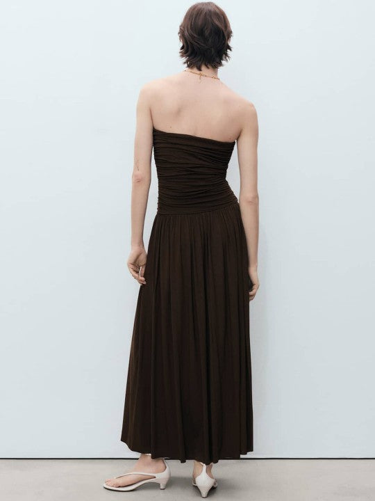 Ruched Strapless Bandeau Maxi Dress