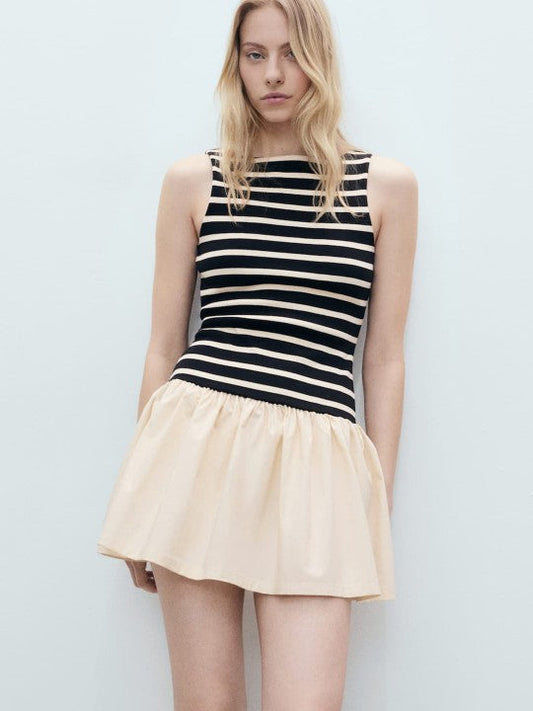 Striped Drop-Waist Mini Dress