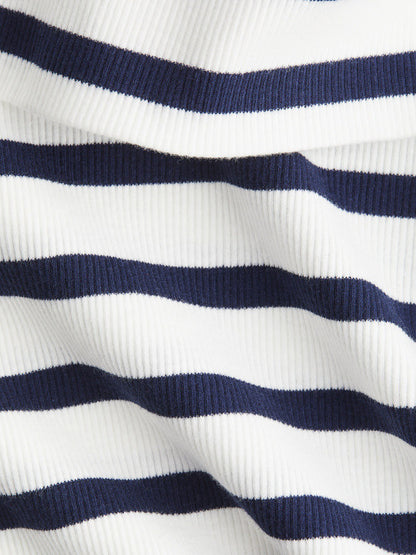 Stripped Cropped Rib-Knit Off-The-Shoulder Top