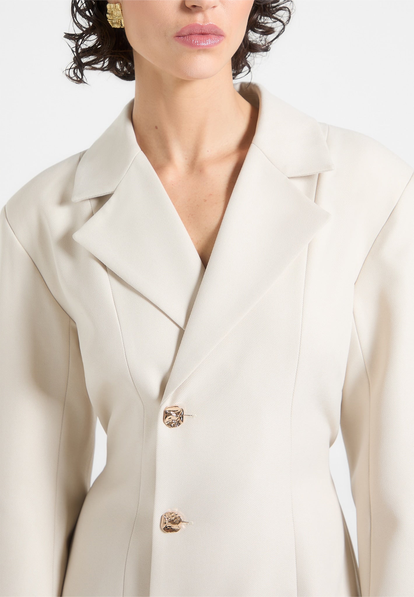 Blazer Dress with Pleated Skirt Detail