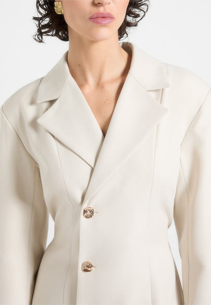 Blazer Dress with Pleated Skirt Detail