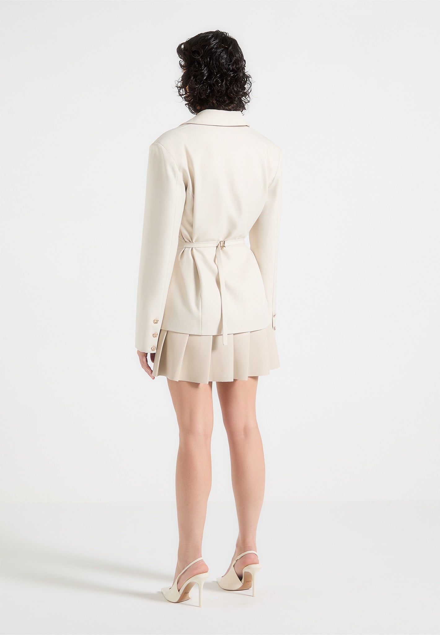 Blazer Dress with Pleated Skirt Detail