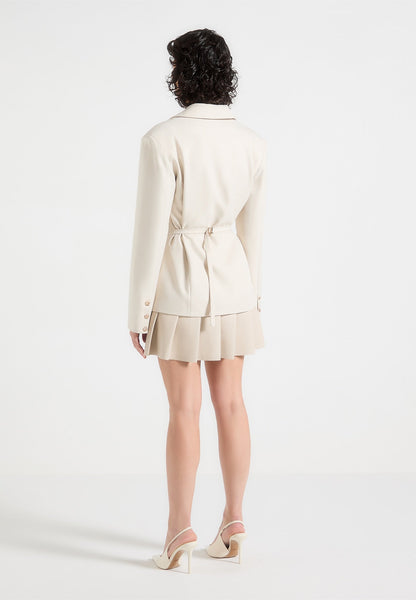 Blazer Dress with Pleated Skirt Detail