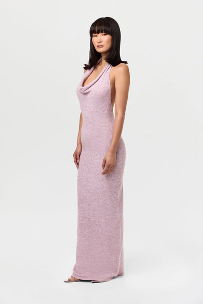 Bouclé Knit Halter Maxi Dress
