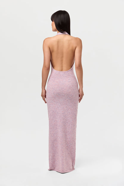Bouclé Knit Halter Maxi Dress