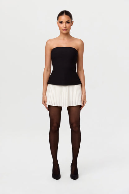 Pleated Tube Contrast Mini Dress