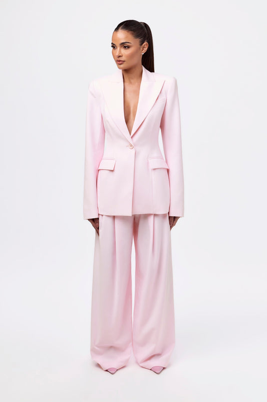 Blazer And Wide-Leg Pleated Pant Set