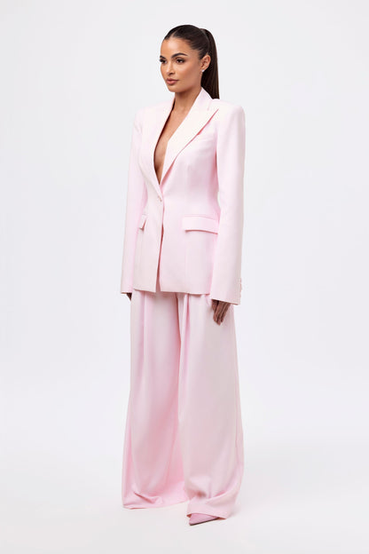 Blazer And Wide-Leg Pleated Pant Set