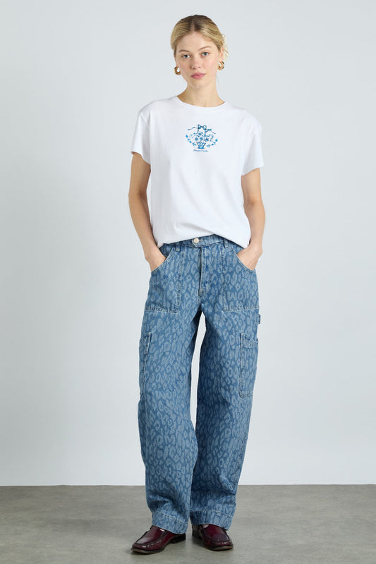 Leopard Laser Denim Pants
