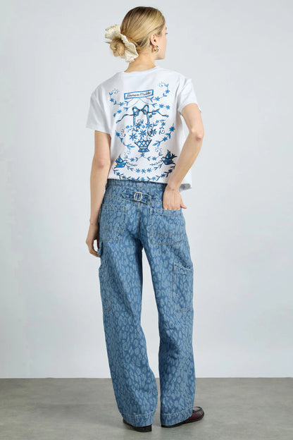 Leopard Laser Denim Dress And Pants Co-Ord Set