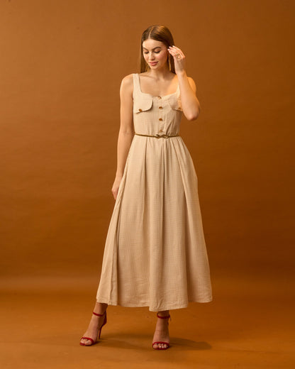 Moon Belted Buttoned Down Dress