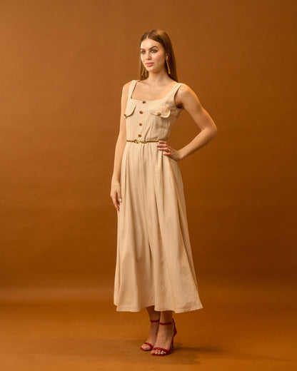 Moon Belted Buttoned Down Dress