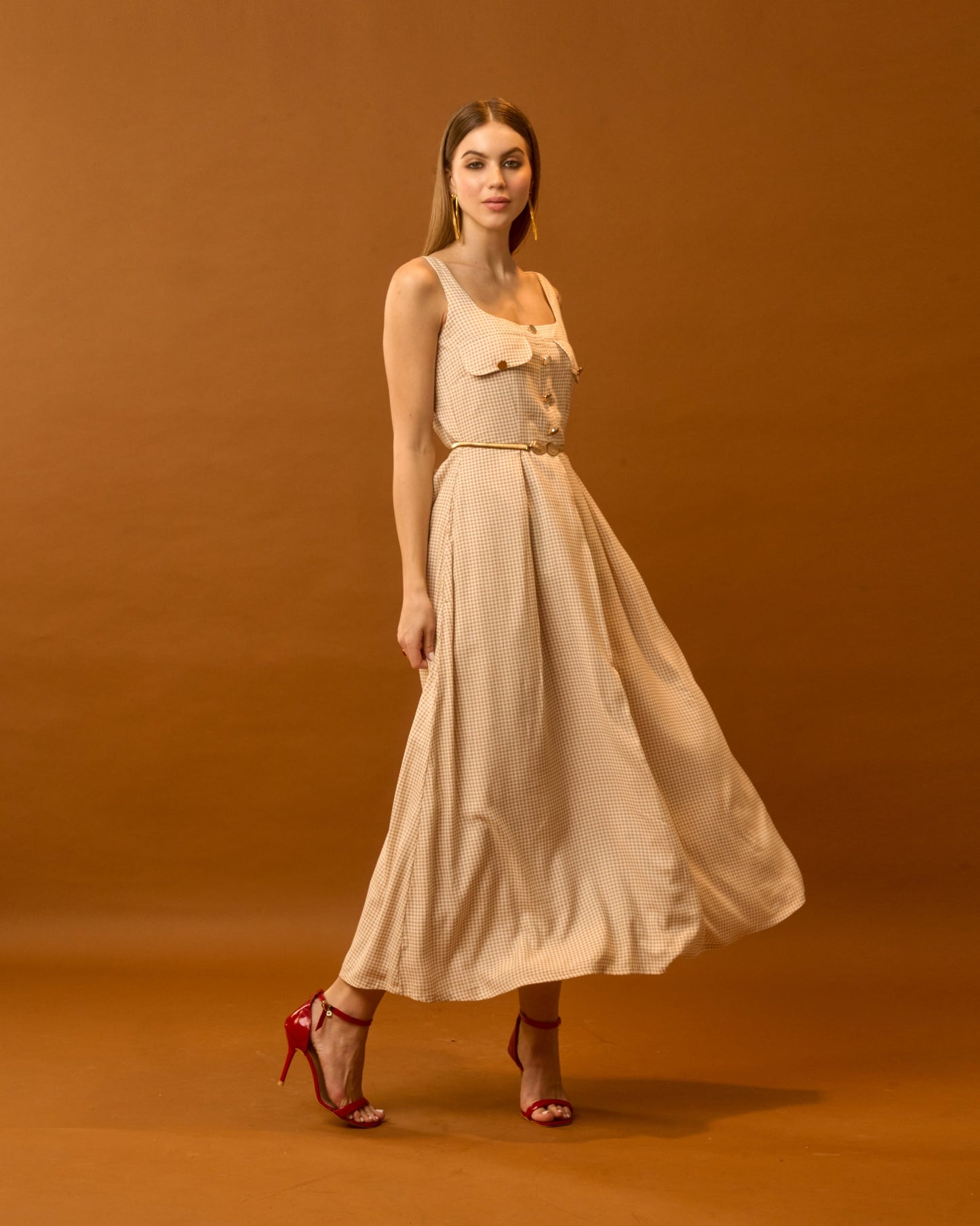 Moon Belted Buttoned Down Dress