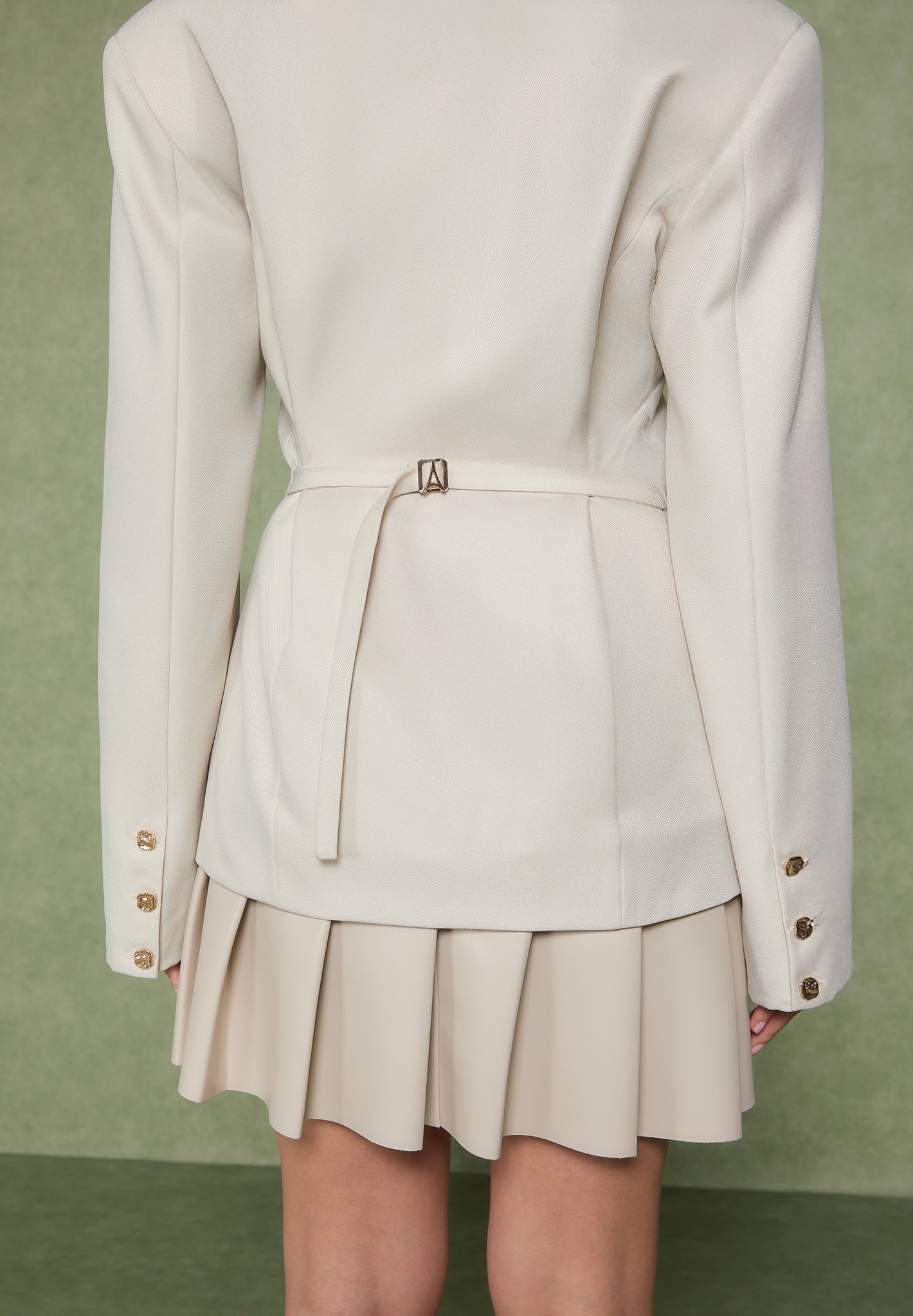 Blazer Dress with Pleated Skirt Detail