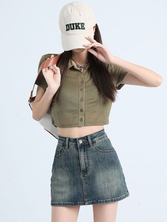 Denim Mini Divider Skirt