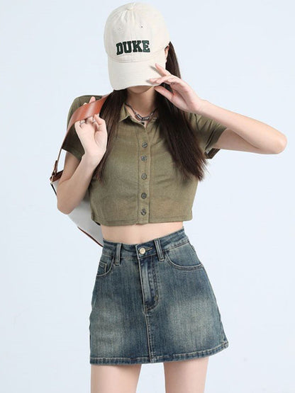 Denim Mini Divider Skirt