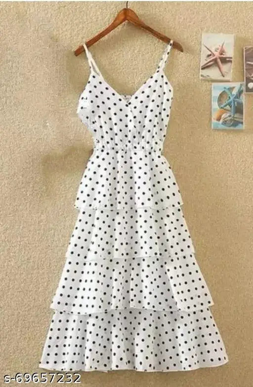 Lydia Long Polka Dots Frill Dress