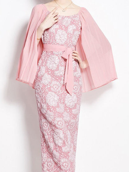 Floral Printed Flared Sleeve A-Line Midi Dress