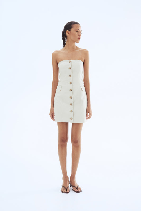 Button Front Bandeau Dress