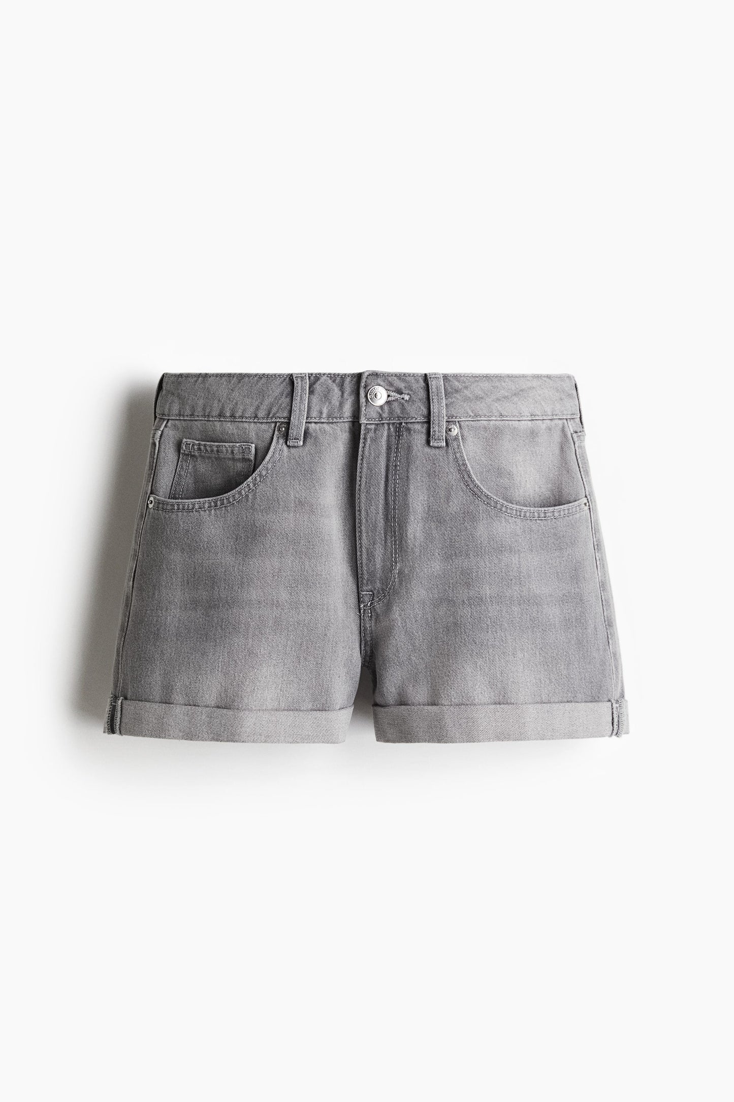 High Denim Shorts In Grey
