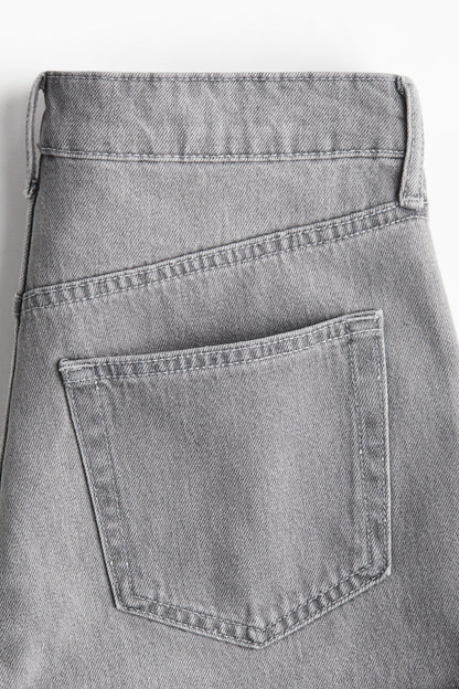 High Denim Shorts In Grey
