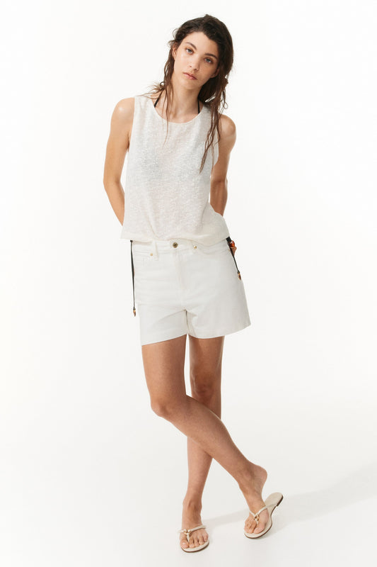 Ultra High Denim Shorts In White