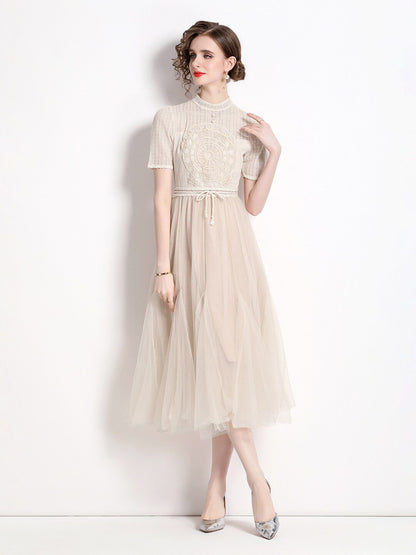 Kehlani Beige Modern Embroidery Dress