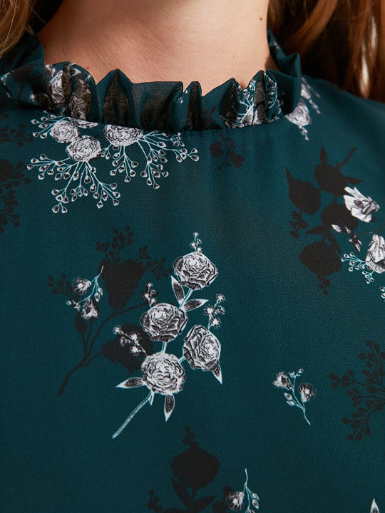 Teal High Neck Dress