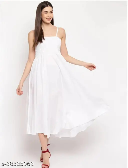 Anna Long White Flare Dress