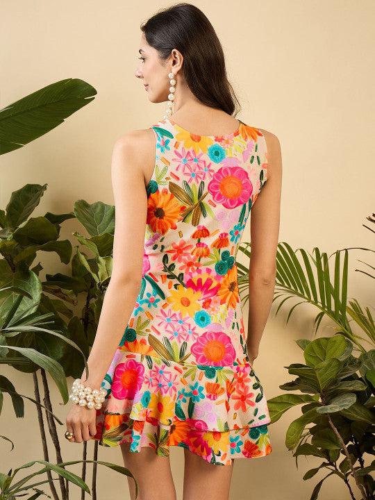 Double Flair Floral Dress