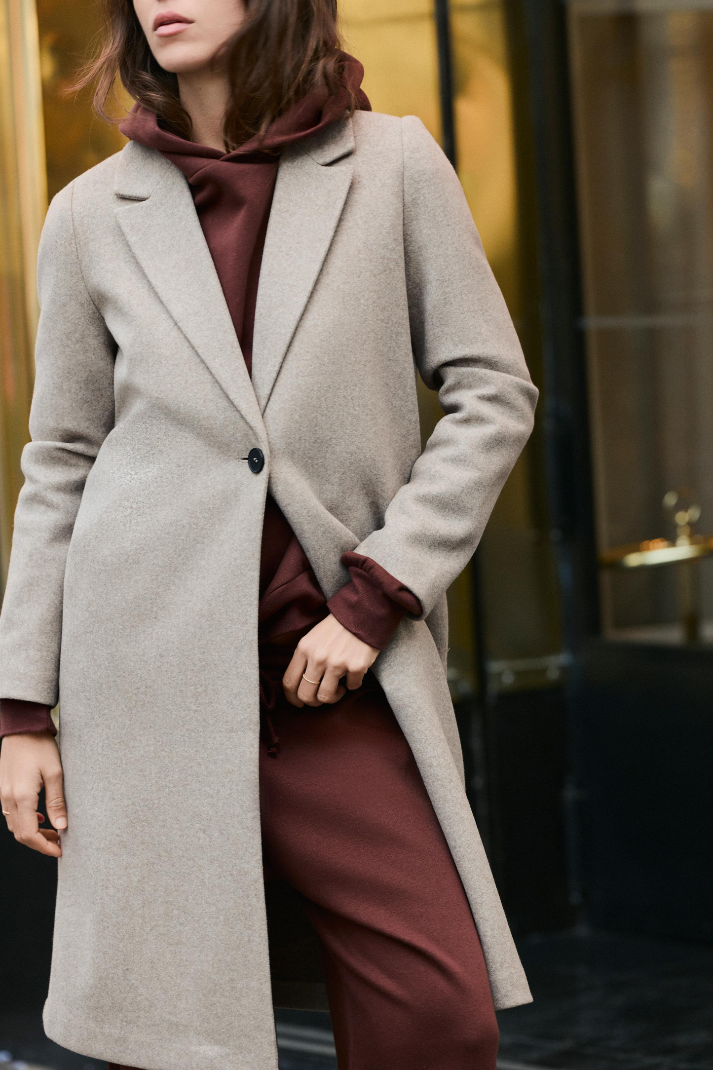 Soft Button Long Coat