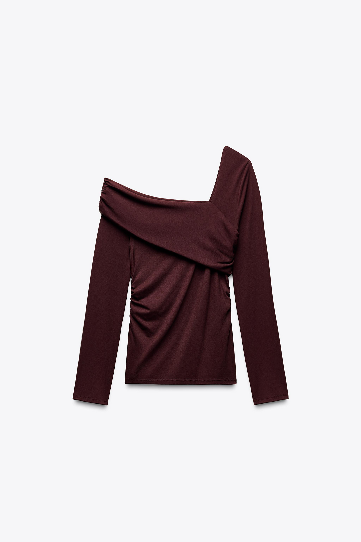 Asymmetric Neckline Top In Wine