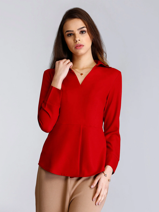 Surplice Neck Pleated Top