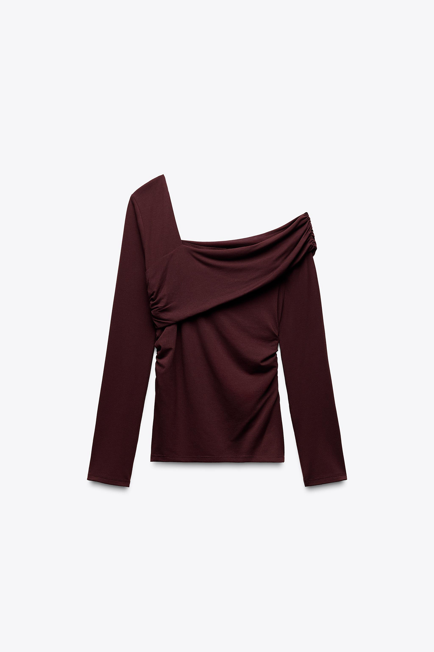 Asymmetric Neckline Top In Wine