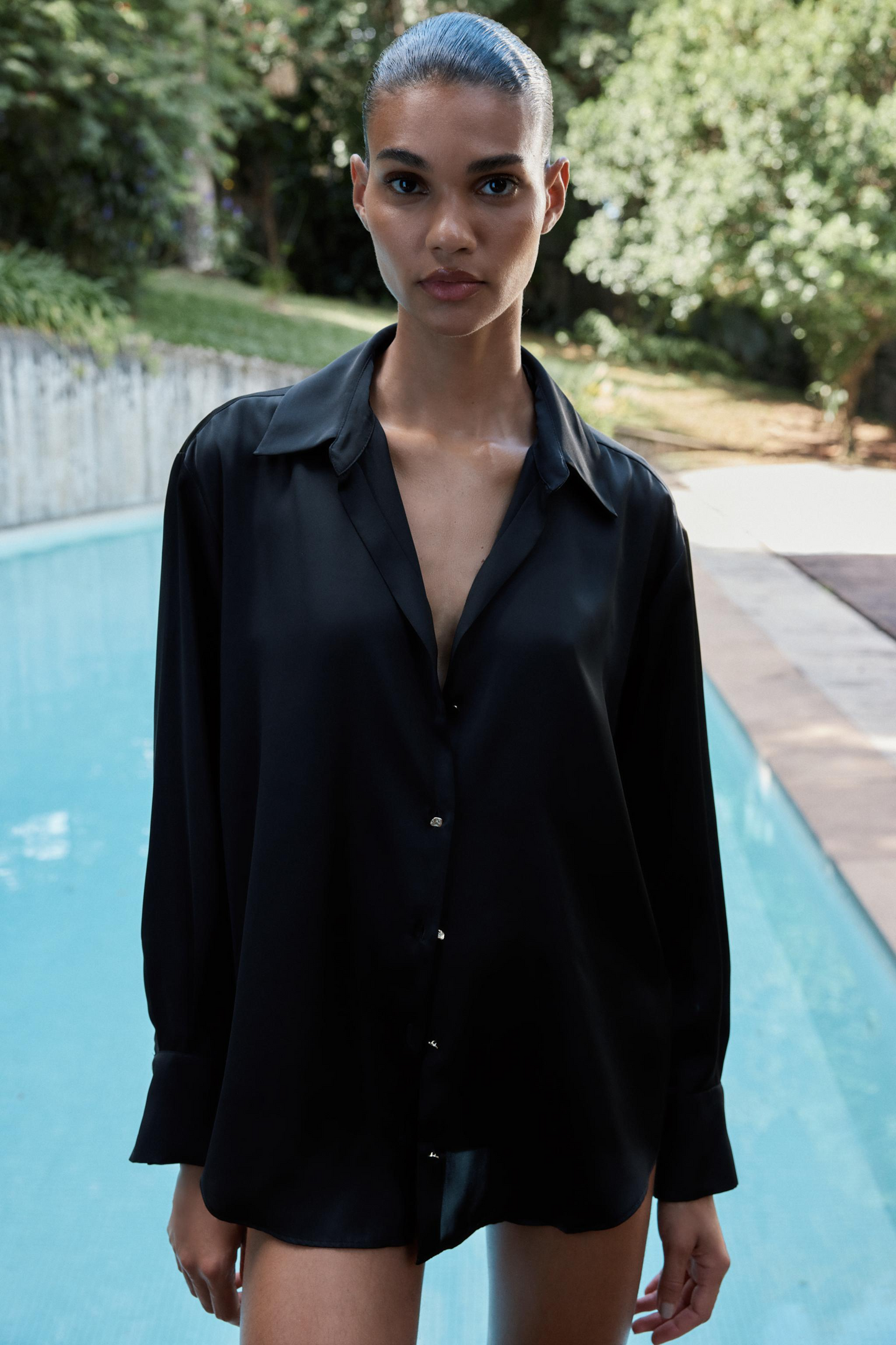 Basic Satin Shirt In Black