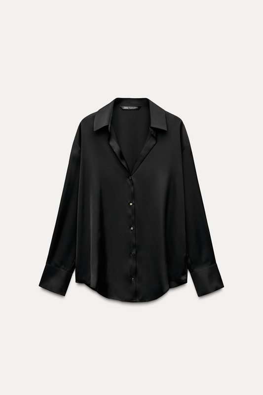 Basic Satin Shirt In Black