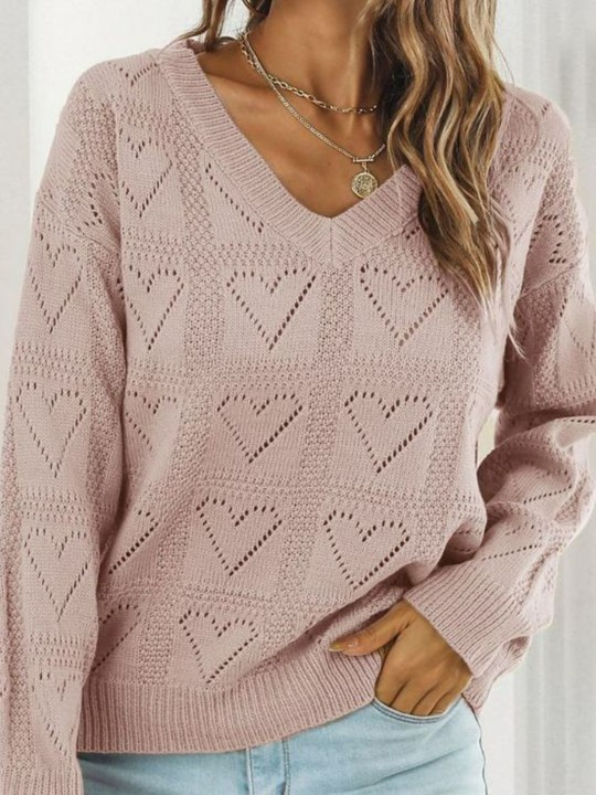 Queen Pink Open Knit Pullover Sweater