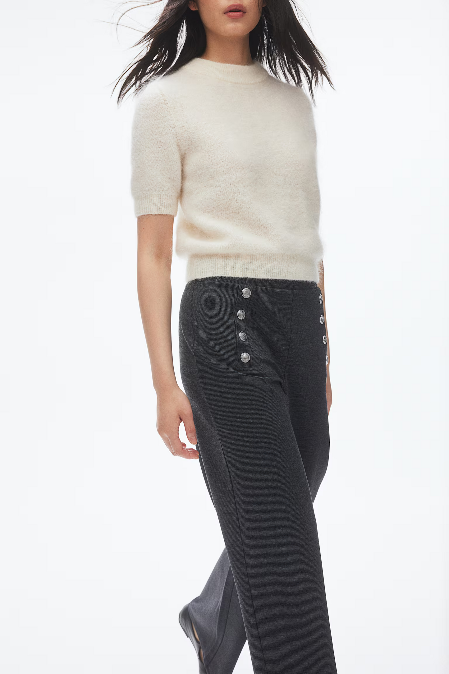 Grey Button-Front Trousers