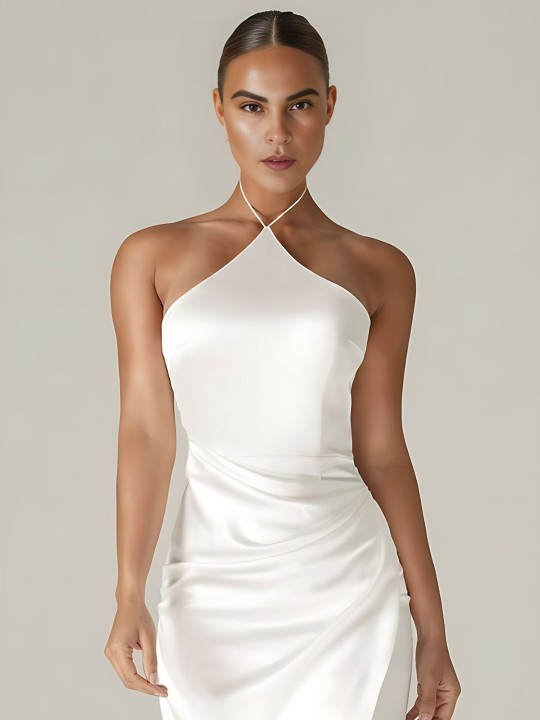 Parker White Satin Dress