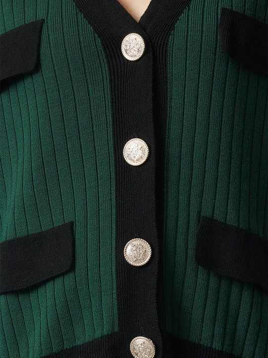 Green And Back Buttoned Jacket