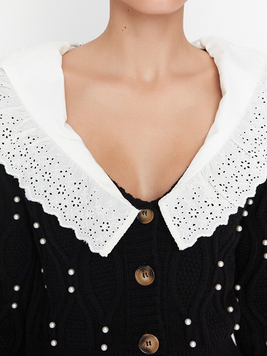 Black Top with Embellished Detail