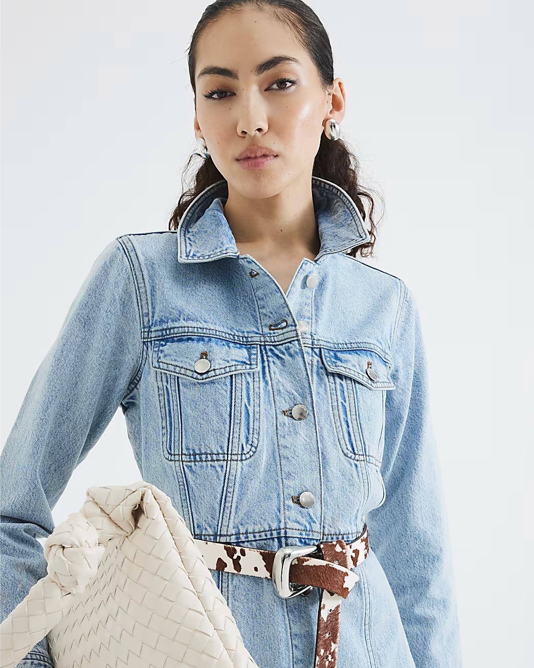 Denim Long Sleeve Midi Shirt Dress