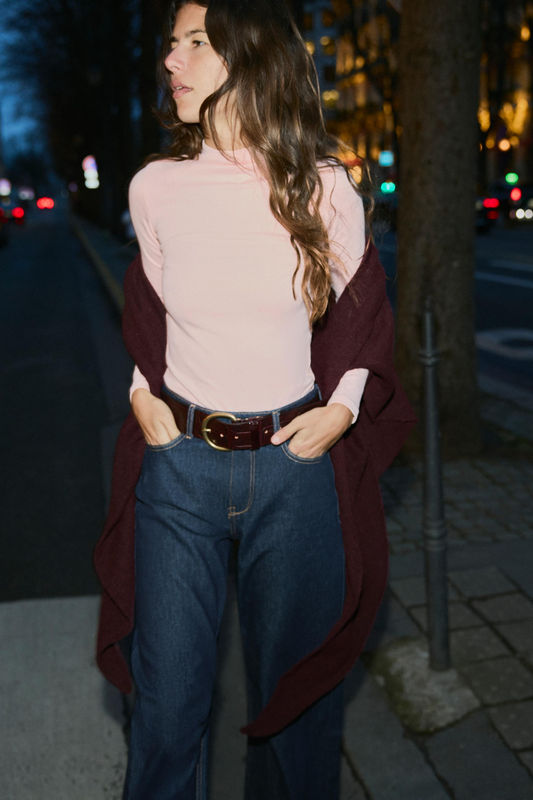 Turtleneck Pink T-Shirt Top