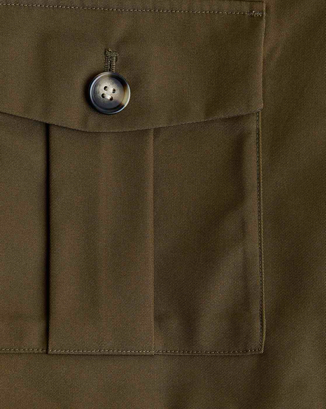 Olive Short Lined Jacket With Buttons Down The Front