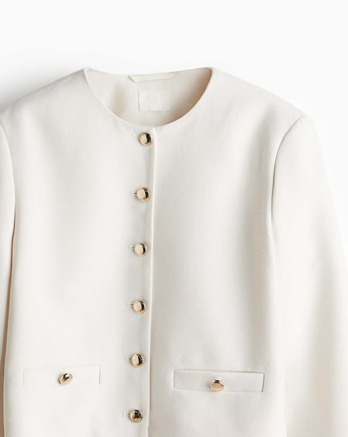 Minnie White Short Lined Jacket With Buttons Down The Front