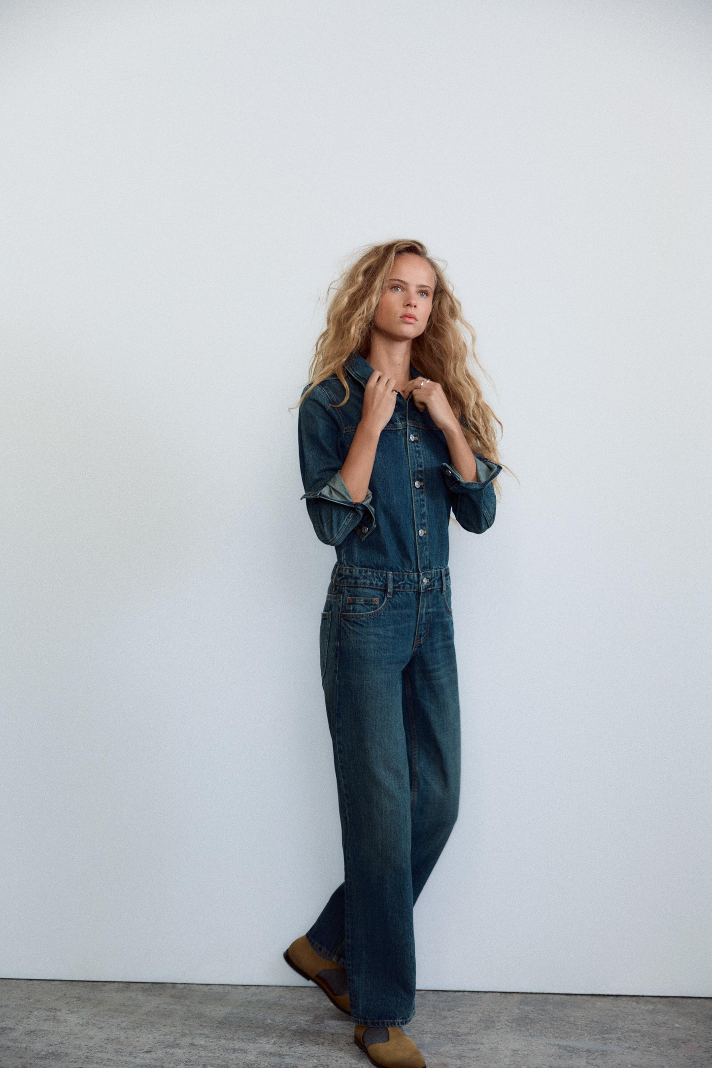 Straight Fit Denim Jumpsuit