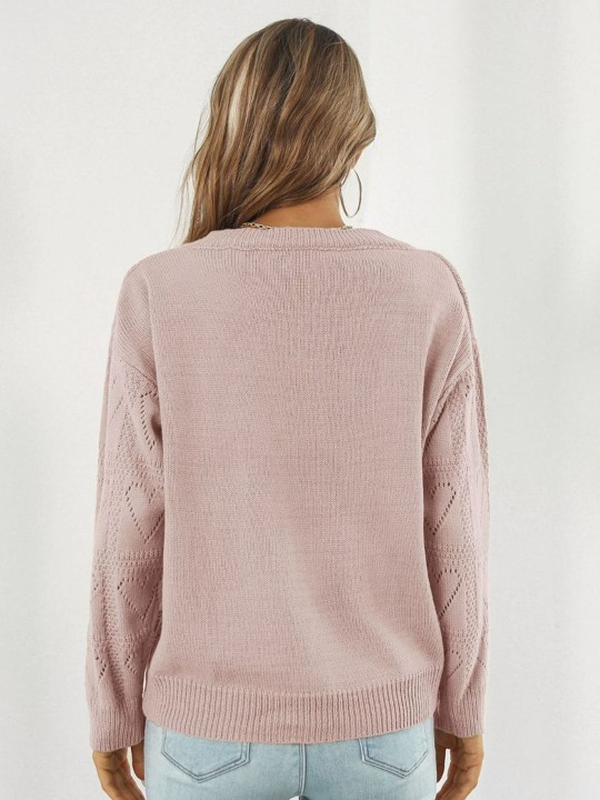 Queen Pink Open Knit Pullover Sweater