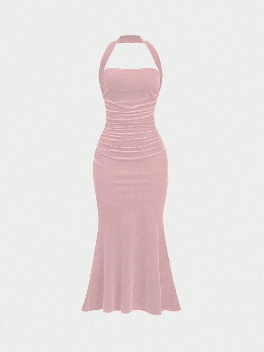 Pink Norma Kamali Cayla Side Drape Gown